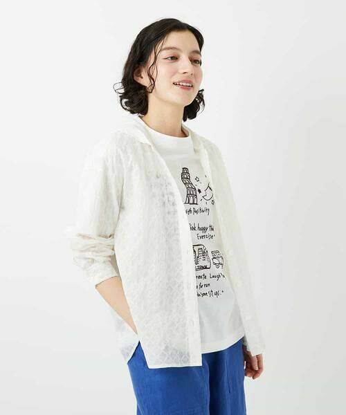 Maison de CINQ / メゾン ドゥ サンク シャツ・ブラウス | 塩縮ダイヤ柄フード襟ブラウス | 詳細1