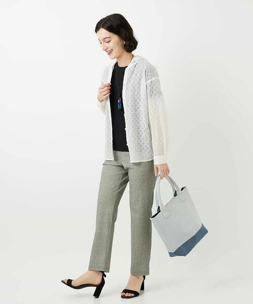 Maison de CINQ / メゾン ドゥ サンク シャツ・ブラウス | 塩縮ダイヤ柄フード襟ブラウス | 詳細12