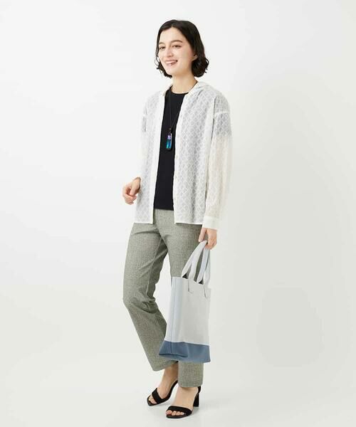 Maison de CINQ / メゾン ドゥ サンク シャツ・ブラウス | 塩縮ダイヤ柄フード襟ブラウス | 詳細13