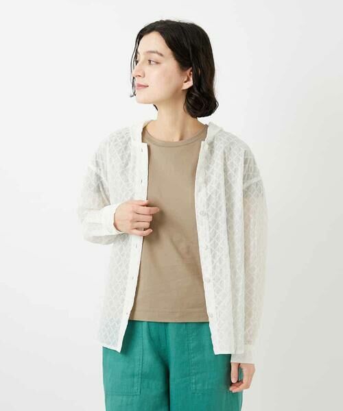 Maison de CINQ / メゾン ドゥ サンク シャツ・ブラウス | 塩縮ダイヤ柄フード襟ブラウス | 詳細2