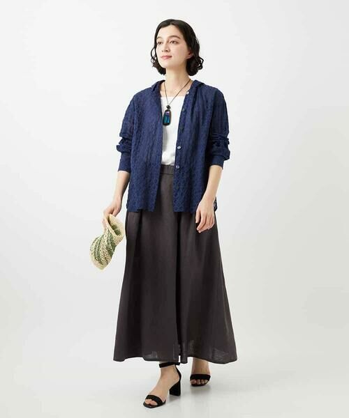 Maison de CINQ / メゾン ドゥ サンク シャツ・ブラウス | 塩縮ダイヤ柄フード襟ブラウス | 詳細22