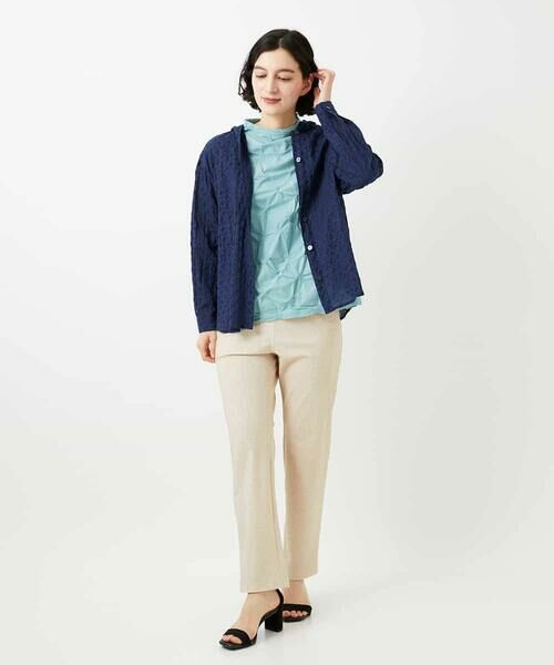 Maison de CINQ / メゾン ドゥ サンク シャツ・ブラウス | 塩縮ダイヤ柄フード襟ブラウス | 詳細27