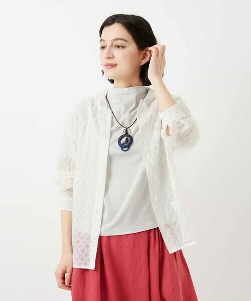 Maison de CINQ / メゾン ドゥ サンク シャツ・ブラウス | 塩縮ダイヤ柄フード襟ブラウス | 詳細4