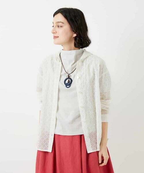 Maison de CINQ / メゾン ドゥ サンク シャツ・ブラウス | 塩縮ダイヤ柄フード襟ブラウス | 詳細5