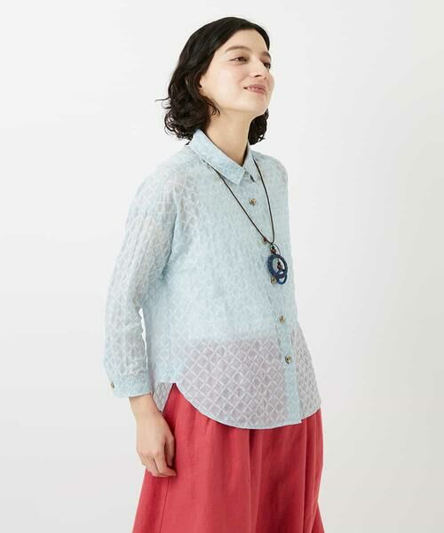 Maison de CINQ / メゾン ドゥ サンク シャツ・ブラウス | 塩縮ダイヤ柄ブラウス | 詳細1