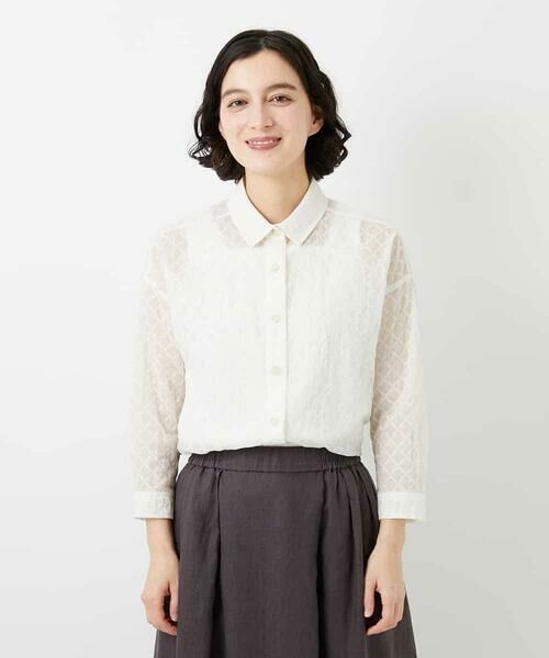 Maison de CINQ / メゾン ドゥ サンク シャツ・ブラウス | 塩縮ダイヤ柄ブラウス | 詳細10