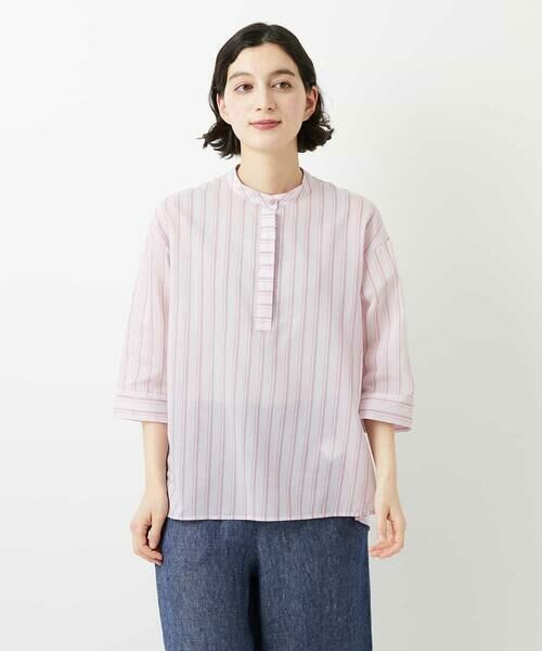 Maison de CINQ / メゾン ドゥ サンク シャツ・ブラウス | シアーストライププルオーバーブラウス（ピンク）