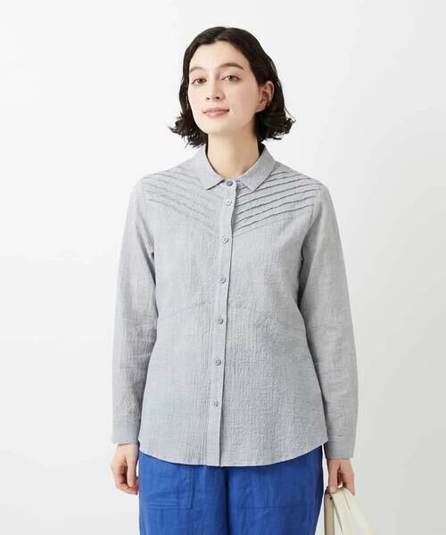 Maison de CINQ / メゾン ドゥ サンク シャツ・ブラウス | ピンタックブラウス（ライトグレー）