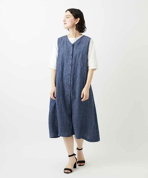 Maison de CINQ / メゾン ドゥ サンク ロング・マキシ丈スカート | デニム調リネンジャンパースカート | 詳細15