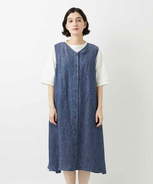 Maison de CINQ / メゾン ドゥ サンク ロング・マキシ丈スカート | デニム調リネンジャンパースカート | 詳細2