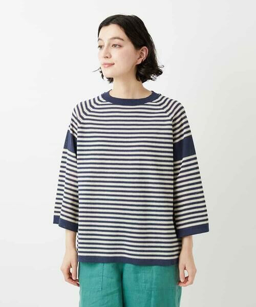 Maison de CINQ / メゾン ドゥ サンク ニット・セーター | ペーパーヤーンボーダーニット（ネイビー）