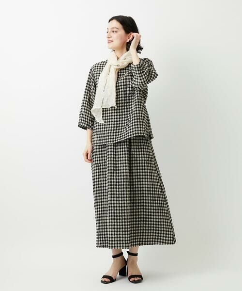 Maison de CINQ / メゾン ドゥ サンク ロング・マキシ丈スカート | [セットアップ対応]リネンコットンギンガムチェックスカート | 詳細10