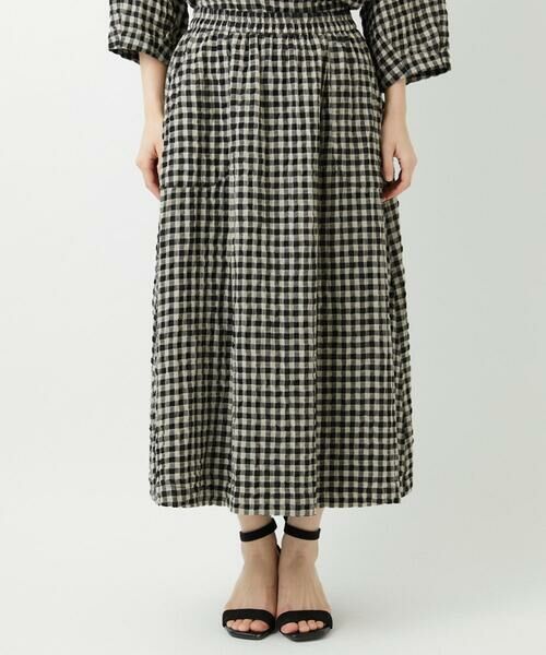 Maison de CINQ / メゾン ドゥ サンク ロング・マキシ丈スカート | [セットアップ対応]リネンコットンギンガムチェックスカート | 詳細2