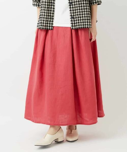 Maison de CINQ / メゾン ドゥ サンク ロング・マキシ丈スカート | カラーリネン製品洗いスカート（レッド）