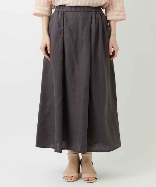 Maison de CINQ / メゾン ドゥ サンク ロング・マキシ丈スカート | カラーリネン製品洗いスカート | 詳細5