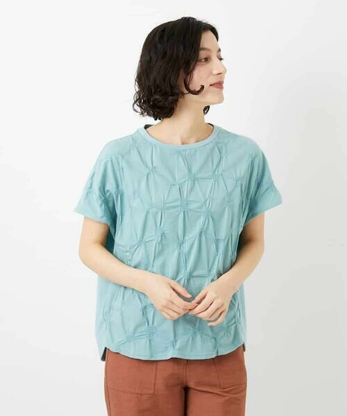 Maison de CINQ / メゾン ドゥ サンク カットソー | [日本製]麻混シャーリングフレンチスリーブカットソー | 詳細1