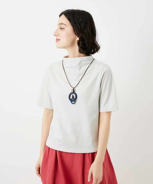 Maison de CINQ / メゾン ドゥ サンク カットソー | [日本製]綿麻ボトルネック天竺カットソー（ライトグレー）