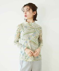 Maison de CINQ / メゾン ドゥ サンク カットソー | エスニック柄プリントハイネックプルオーバー