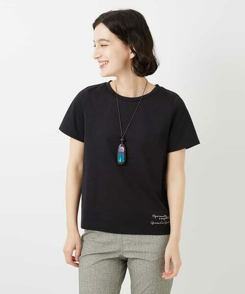 Maison de CINQ / メゾン ドゥ サンク カットソー | コットンロゴ刺繍Tシャツ（ブラック）