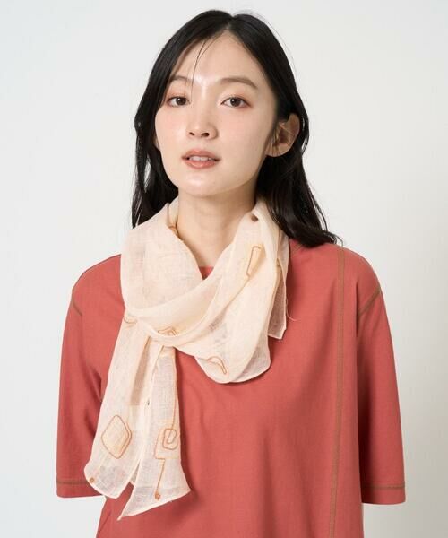 Maison de CINQ / メゾン ドゥ サンク マフラー・ショール・スヌード・ストール | ドットエンブロイダリーストール（オレンジ）