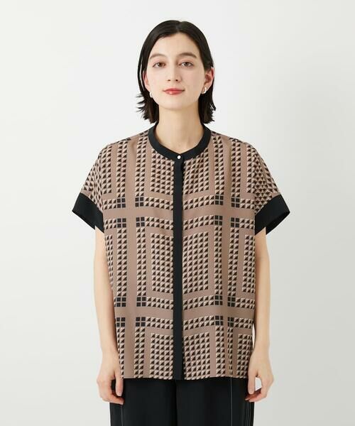 Maison de CINQ / メゾン ドゥ サンク シャツ・ブラウス | [日本製/セットアップ対応]ジオメトリックスカーフ柄ブラウス | 詳細6