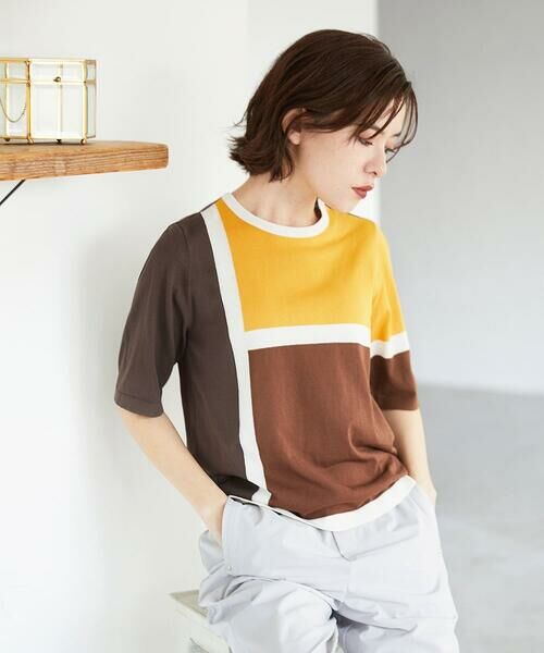 Maison de CINQ / メゾン ドゥ サンク ニット・セーター | カラーブロックインターシャニット | 詳細6