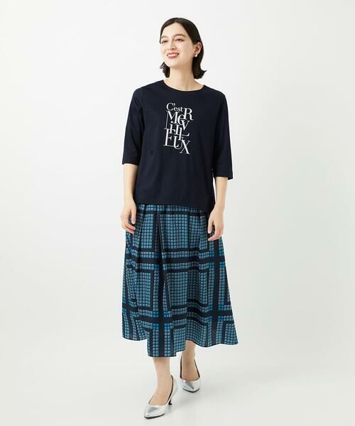 Maison de CINQ / メゾン ドゥ サンク ロング・マキシ丈スカート | [日本製/セットアップ対応]ジオメトリックスカーフ柄スカート | 詳細5