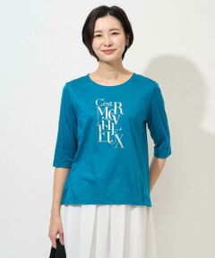 Maison de CINQ / メゾン ドゥ サンク カットソー | メタリックロゴプリント5分袖カットソー