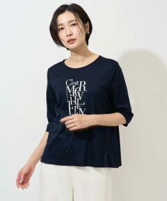 Maison de CINQ / メゾン ドゥ サンク カットソー | メタリックロゴプリント5分袖カットソー