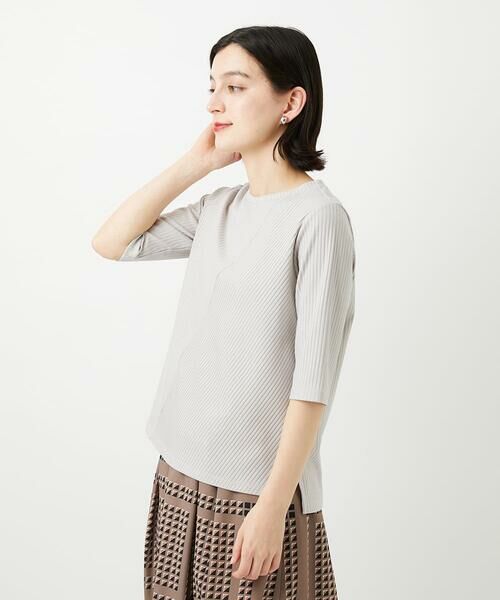 Maison de CINQ / メゾン ドゥ サンク カットソー | [日本製]バイヤスストレッチリブ5分袖カットソー | 詳細10