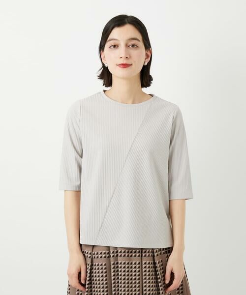 Maison de CINQ / メゾン ドゥ サンク カットソー | [日本製]バイヤスストレッチリブ5分袖カットソー | 詳細11