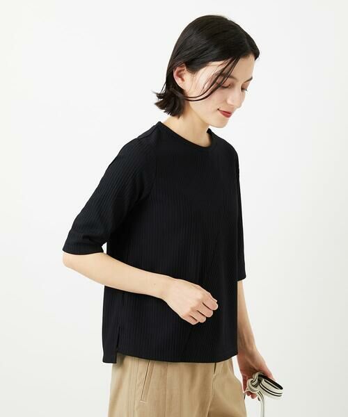 Maison de CINQ / メゾン ドゥ サンク カットソー | [日本製]バイヤスストレッチリブ5分袖カットソー | 詳細8