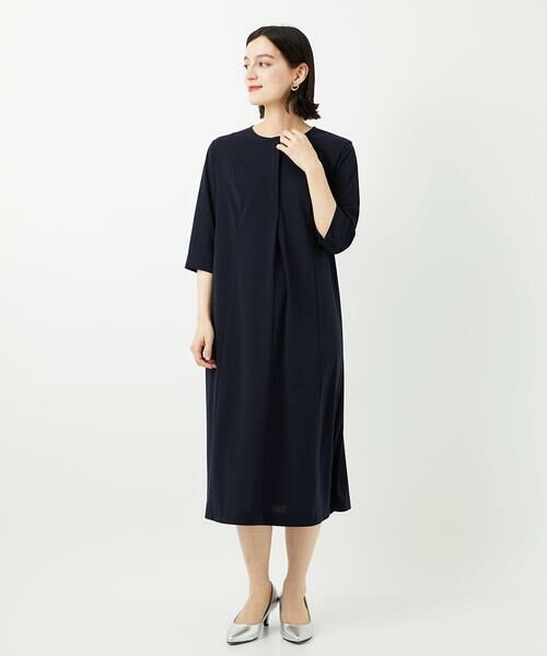 Maison de CINQ / メゾン ドゥ サンク ロング・マキシ丈ワンピース | ドライタッチジャージーフレアワンピース（ネイビー）