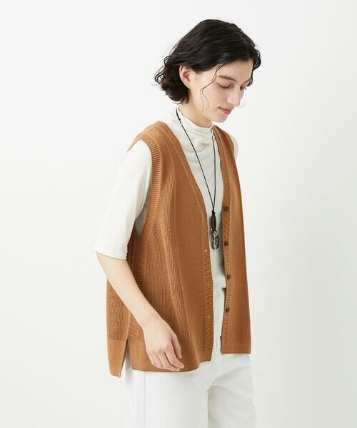Maison de CINQ / メゾン ドゥ サンク ベスト | [日本製]コットンレーヨンニットベスト | 詳細2