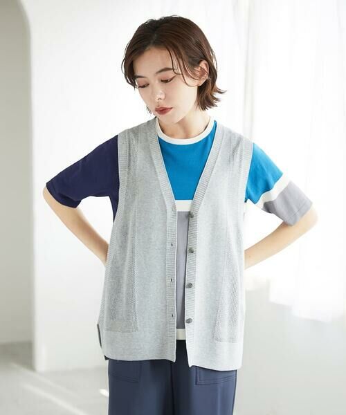 Maison de CINQ / メゾン ドゥ サンク ベスト | [日本製]コットンレーヨンニットベスト | 詳細3