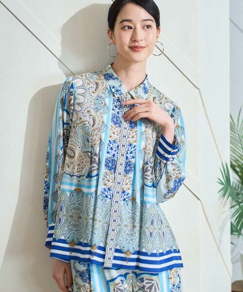 Maison de CINQ / メゾン ドゥ サンク シャツ・ブラウス | マリンブルーペーズリーブラウス（ブルー系）