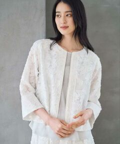 Maison de CINQ / メゾン ドゥ サンク ノーカラージャケット | フラワーカットジャカードジャケット