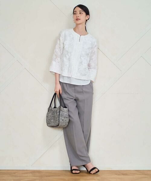 Maison de CINQ / メゾン ドゥ サンク ノーカラージャケット | フラワーカットジャカードジャケット | 詳細13