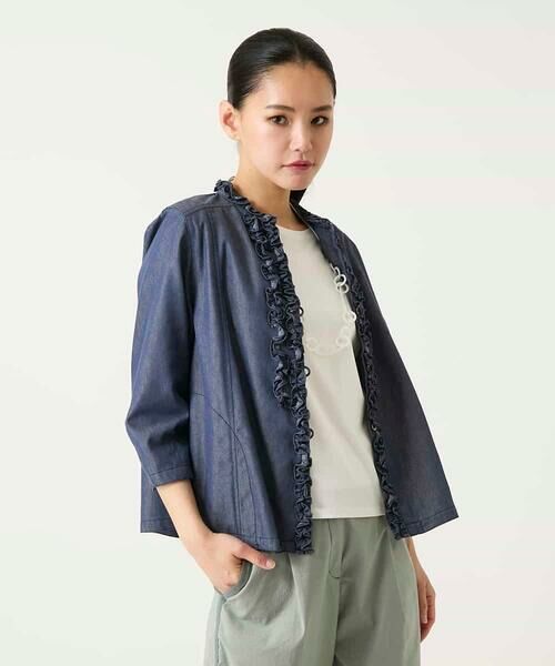 Maison de CINQ / メゾン ドゥ サンク シャツ・ブラウス | 【小さいサイズ】フリルアクセントダンガリーブラウス | 詳細3