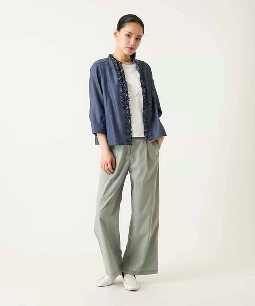 Maison de CINQ / メゾン ドゥ サンク シャツ・ブラウス | 【小さいサイズ】フリルアクセントダンガリーブラウス | 詳細6