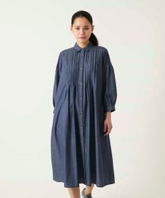 Maison de CINQ / メゾン ドゥ サンク ロング・マキシ丈ワンピース | 【小さいサイズ】ピンタックデザインダンガリーワンピース