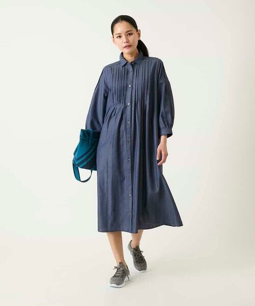 Maison de CINQ / メゾン ドゥ サンク ロング・マキシ丈ワンピース | 【小さいサイズ】ピンタックデザインダンガリーワンピース | 詳細3