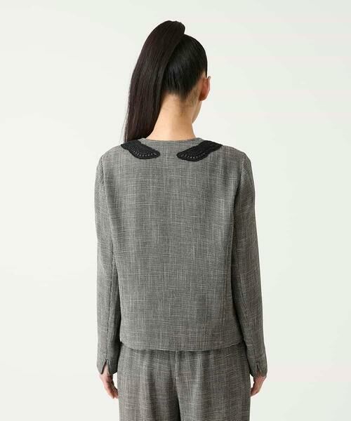 Maison de CINQ / メゾン ドゥ サンク ノーカラージャケット | 【小さいサイズ】ツイーディーメッシュコンパクトジャケット | 詳細4