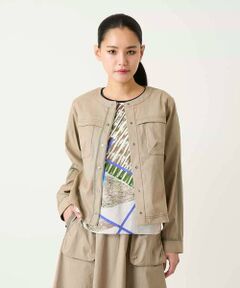 Maison de CINQ / メゾン ドゥ サンク ノーカラージャケット | 【小さいサイズ】リネンライクショートジャケット