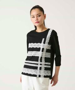 Maison de CINQ / メゾン ドゥ サンク カットソー | 【小さいサイズ】レーステープデザインコットンカットソー