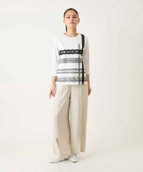 Maison de CINQ / メゾン ドゥ サンク カットソー | 【小さいサイズ】レーステープデザインコットンカットソー | 詳細15