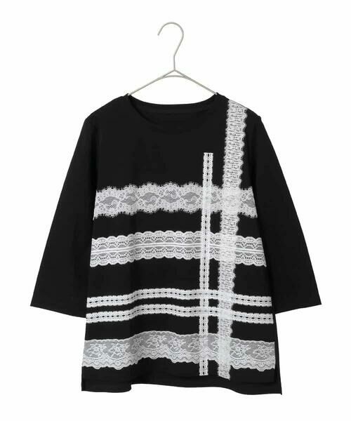 Maison de CINQ / メゾン ドゥ サンク カットソー | 【小さいサイズ】レーステープデザインコットンカットソー | 詳細16