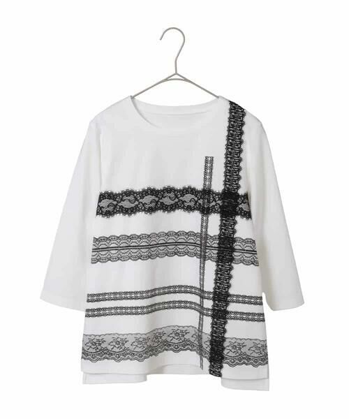Maison de CINQ / メゾン ドゥ サンク カットソー | 【小さいサイズ】レーステープデザインコットンカットソー | 詳細17