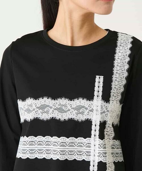 Maison de CINQ / メゾン ドゥ サンク カットソー | 【小さいサイズ】レーステープデザインコットンカットソー | 詳細4