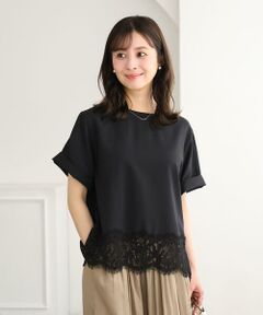 Maison de CINQ / メゾン ドゥ サンク シャツ・ブラウス | 【小さいサイズ】[UVカット/接触冷感/洗える]ストレッチ 裾レース半袖ブラウス
